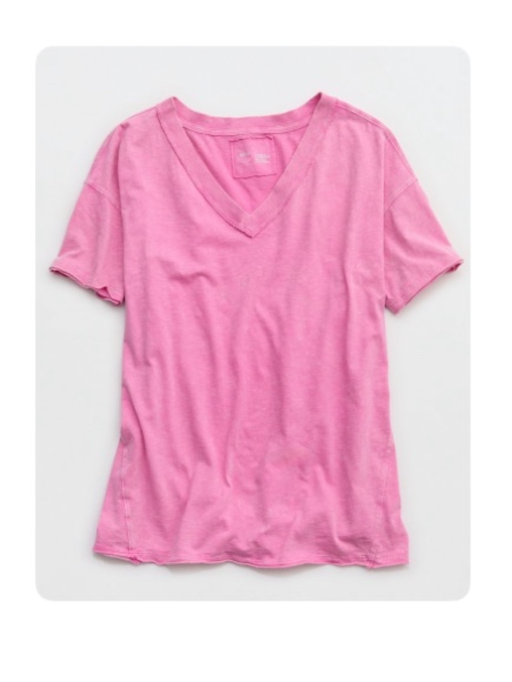 aerie V-Neck Boyfriend Tee in Bright Pink